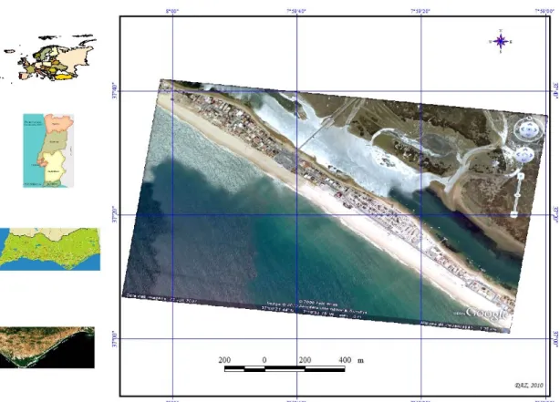 Figure 4. 2: Geographic representation of Praia de Faro (Faro Beach) 