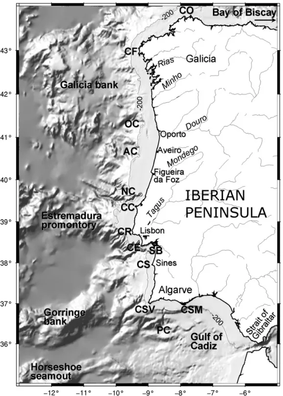 Figure 5:  Geography of the Western Iberian system, showing the main features referred to in the text