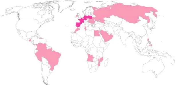 Figura 6: Distribuição das lojas Parfois no mundo 