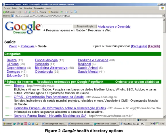 Figure 2  Google  health directory options 