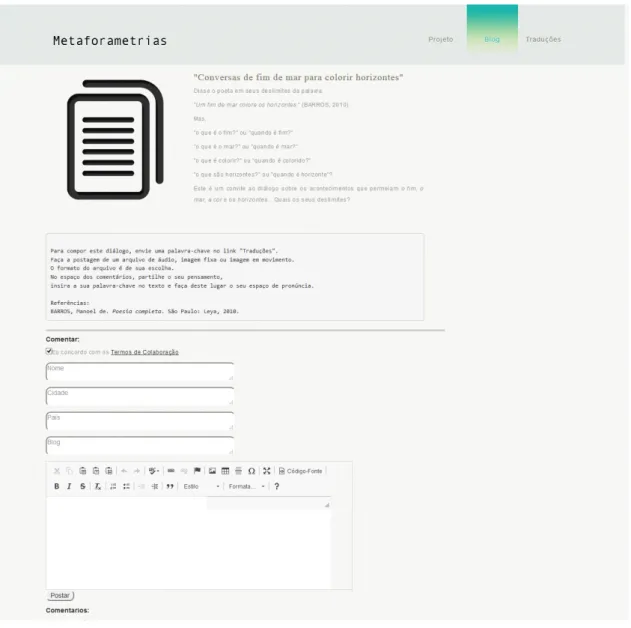 Figura 7. Postagem no blogue Metaforametrias. 