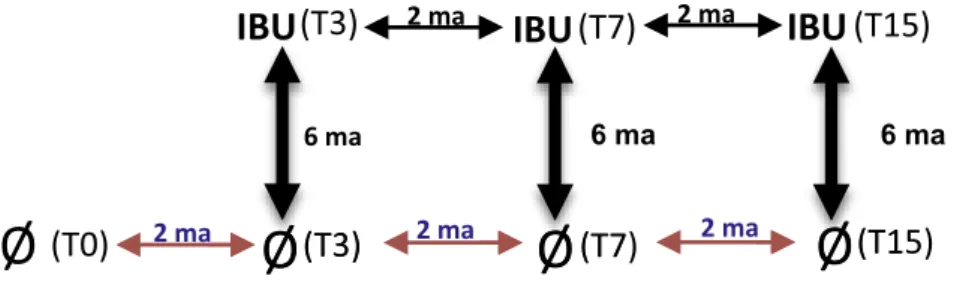 Fig. 1. Experimental design for dual color microarray hybridization and Ibuprofen effect assessment