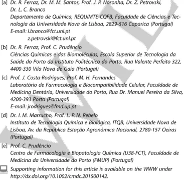 Table 1 summarizes the antitumor activities (IC 50 and LD 50 ) of the ampicillin-anion-based ILs against two primary human cell types: skin (SF) and gingival fibroblasts (GF)