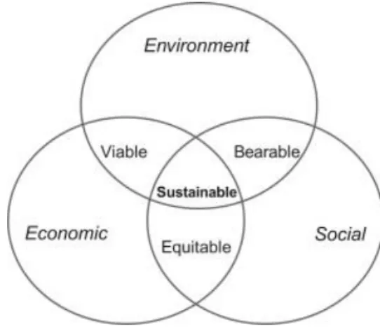 Figura 4. Relação entre os pilares da sustentabilidade. (Fonte: Ramos e Gomes, 2014) 