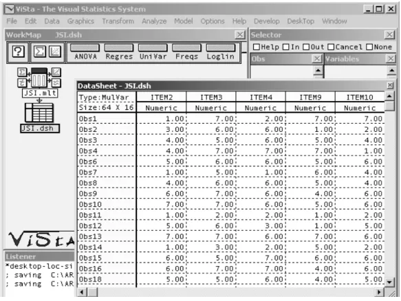 Figura 1 - Imagen parcial de un archivo de datos en el programa ViSta “The Visual Statistics System”.