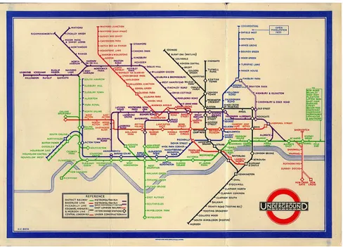 figura 13) O diagrama do metropolitano de  Londres - Henry Beck, 1931   