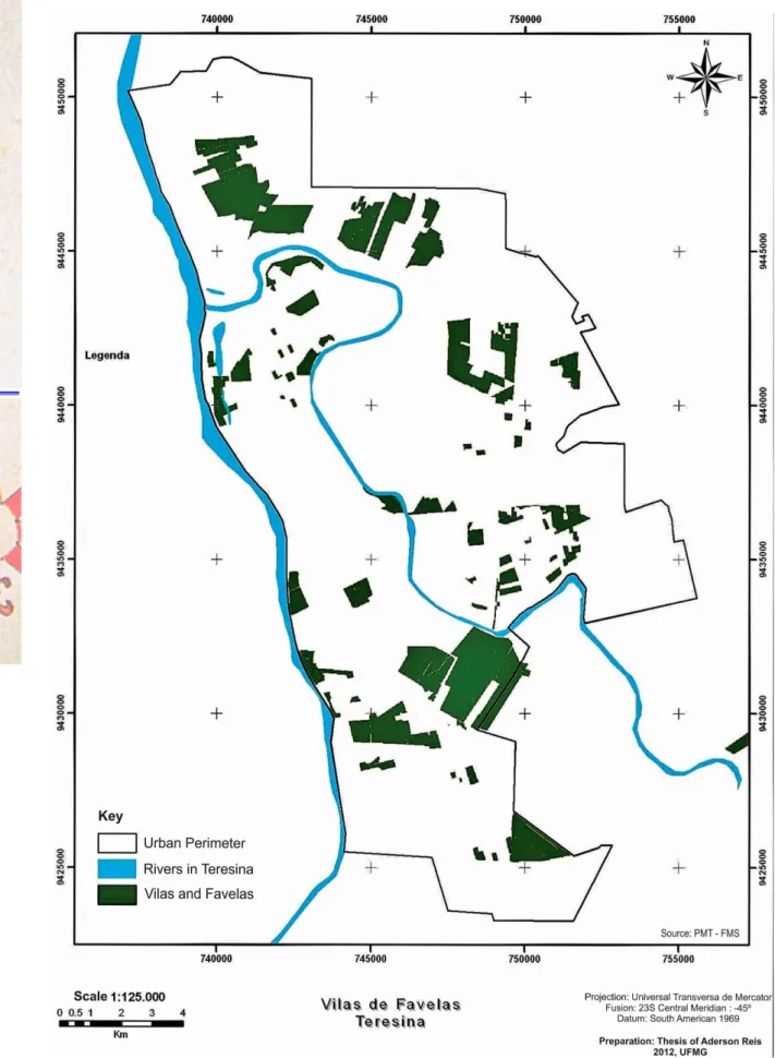Figure 6 - Map of Vilas and Favelas. Source: PMT, FMS.