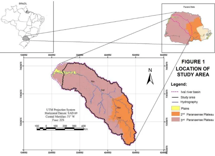 Figure 1 – Location of the study area:  Ivaí River Basin – PR