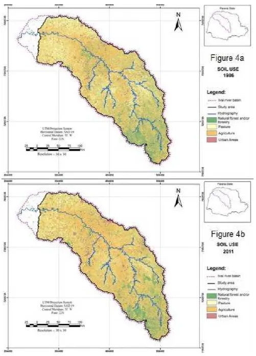 Figure 4 – Use and occupation: (a) - 1986 and (b) - 2011.