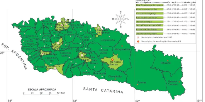 Figura 5 - Desmembramento da Região Sudoeste do Paraná em 1993