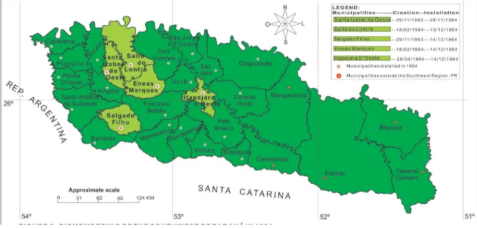 Figure 4 - Dismembering of the southwest region of Paraná in 1964