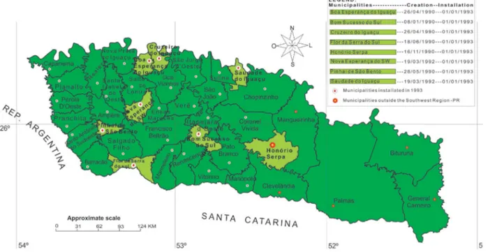 Figure 5 - Dismembering of the southwest region of Paraná in 1993
