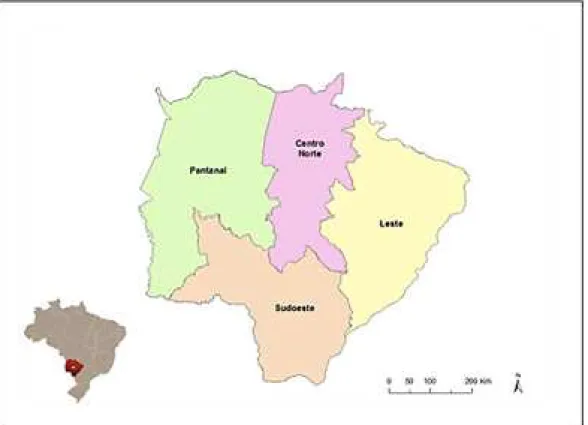 Figura 2 – Mesorregiões do estado de Mato Grosso do Sul, Brasil.