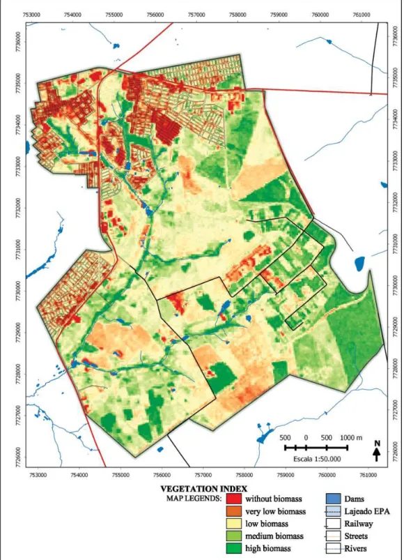 Figure 7 – Vegetation Index Map on December 18, 2008 Recorded image from TM/