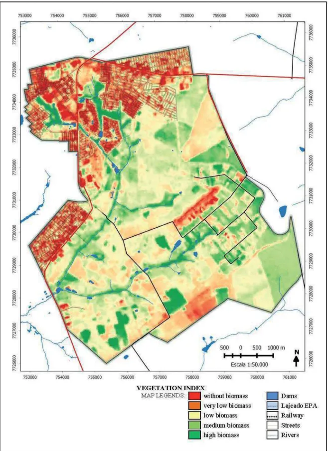 Figure 8 – Vegetation Index Map on august 16, 2015. Recorded image from OLI/ 