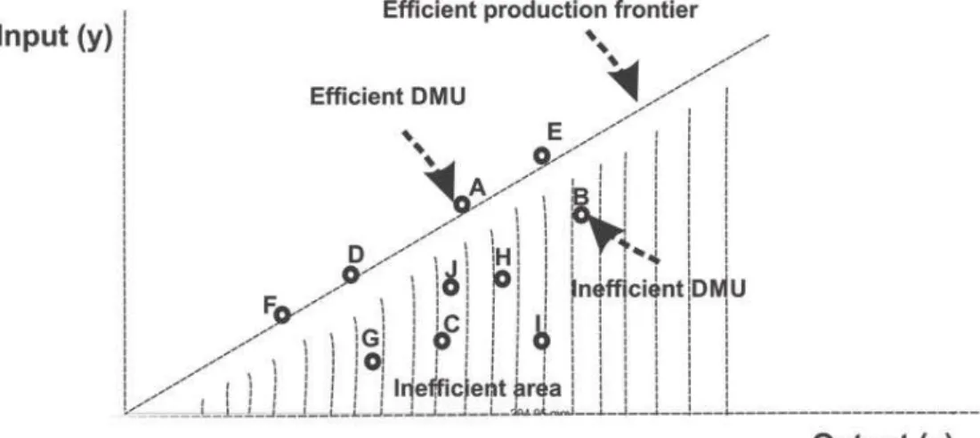 Figura 1 - Função para e ﬁ  ciência com base no DEA