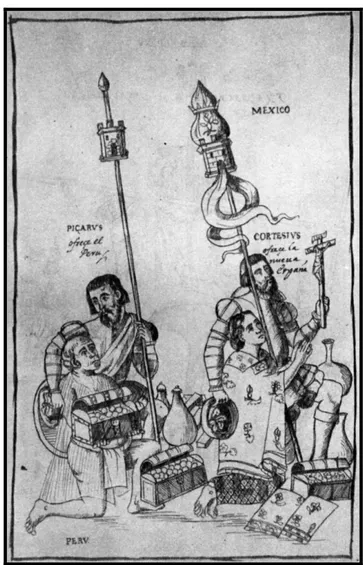Figura 06 - Alegoría de los conquistadores, Descripción de las ciudad y provincias de Tlaxcala 