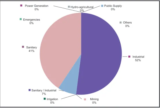 Figure 2 – Distribution of concessions for water release into the Upper tietê River – %.