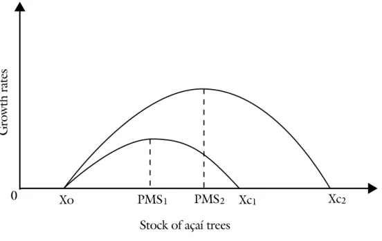 figure 4 – Change in the carrying capacity resulting from the management of native  açaí trees (homma, 2007).