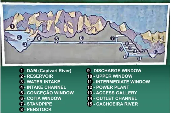 Figure 2 – Painted panel of a cross section of the Capivari–Cachoeira system (photo by Luci- Luci-ana Maria Kalinowski within a CoPeL facility, Paraná, July 24, 2009).