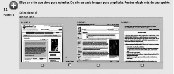 Figura 1. Elige un sitio que sirva para estudiar. (Pregunta 11).