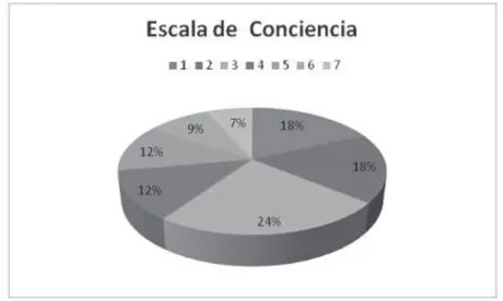 FIGURA 1 – PORCENTAJE DE ESCALA DE CONCIENCIA MANIFESTADA POR LOS  ESTUDIANTES