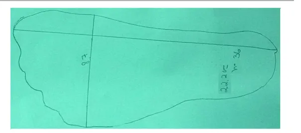 Figura 2. Desenho do pé realizado pelo estudante 7, na prática de Modelação