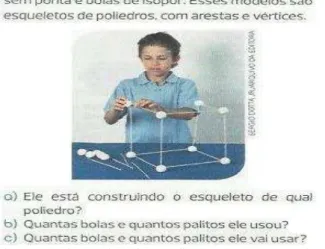 Figura 03 - Texto escrito e texto imagético: fotografia de criança construindo um poliedro  Fonte: Dante (2012, p