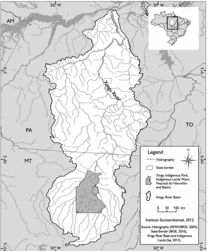 Figure 1. Map of the Xingu River Basin showing the location of Xingu Indigenous Park. Source: Instituto Socioambiental.