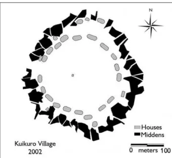 Figure 5. Map of the Kuikuro village in 2002 drawn from GPS data. 