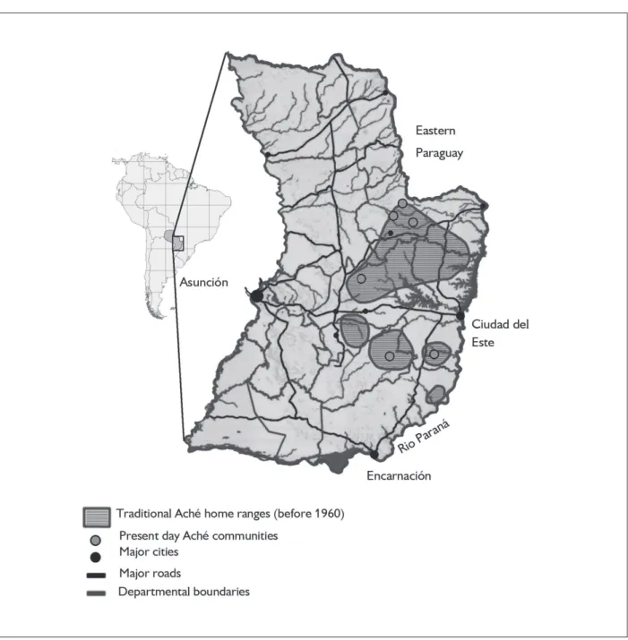 figure 1. Ache Communities in Eastern Paraguay (AdoP/ALsP, A. Madroño 2013).