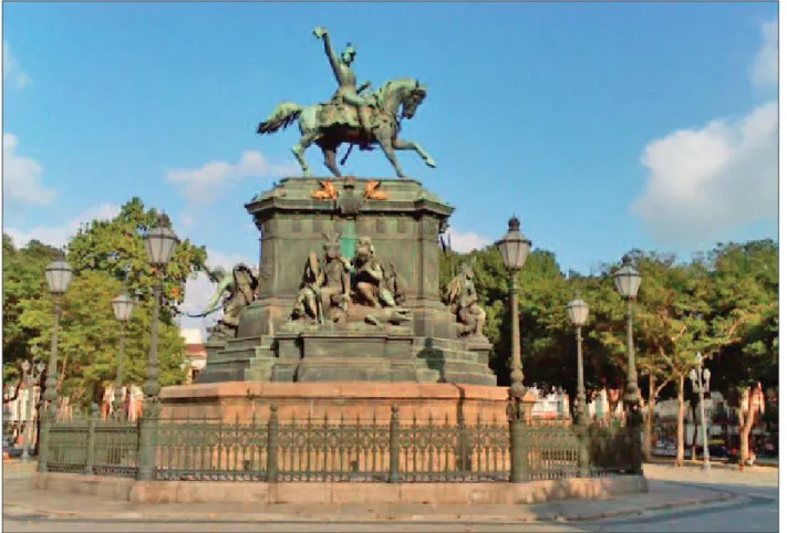 Figura 5. Louis Rochet, Monumento ecuestre de Dom Pedro I, emperador de Brasil, bronce, Rio de Janeiro, Praça Tiradentes