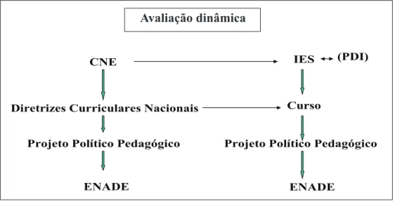 Fig. 1. RELAÇÕES CNE, DCN’s, PPP, IES, CURSOS E O ENADE.