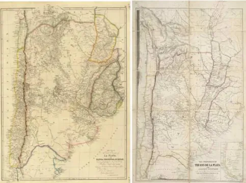 Figura E (Epsilon). Mapas de Arrowsmith, publicados por Woodbine Parish. 1834 y 1852. 