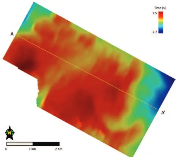 Figure 1 – Time-structure map of the base of the reservoir.
