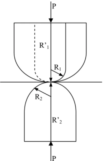 Figure 3. Deformations in the contact surface.