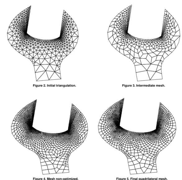 Figure 2. Initial triangulation.  Figure 3. Intermediate mesh. 