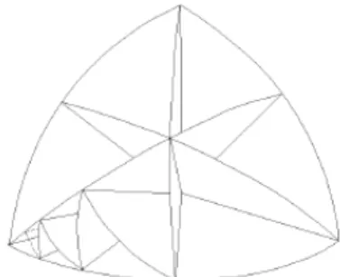 Figure 1. Subdivision of the octant into triangles of maximum area. 