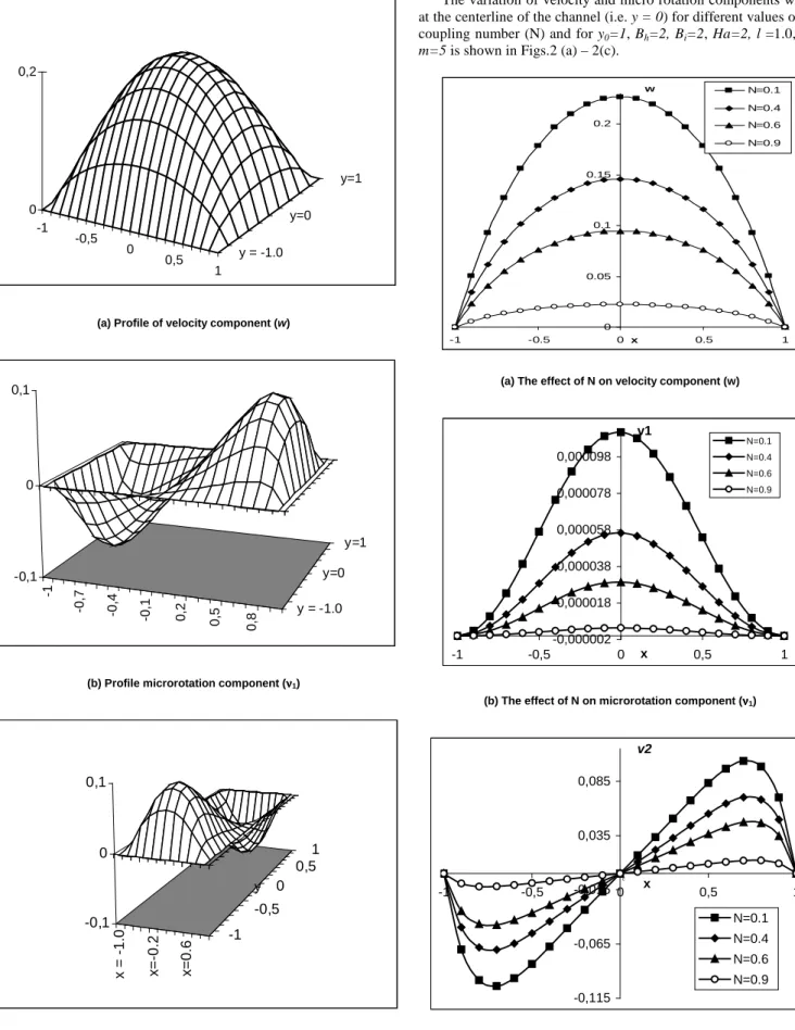 Figure 1. Profiles of velocity (w) and microrotation components ( νννν 1  and  νννν 2 ) 