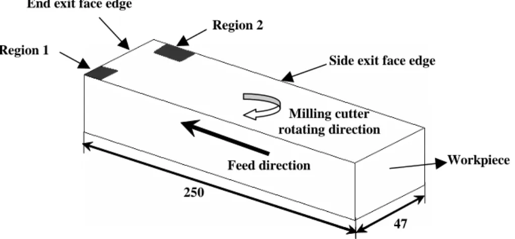 Figure 2. Identification of the regions where the burrs were reproduced for measuring their dimensions