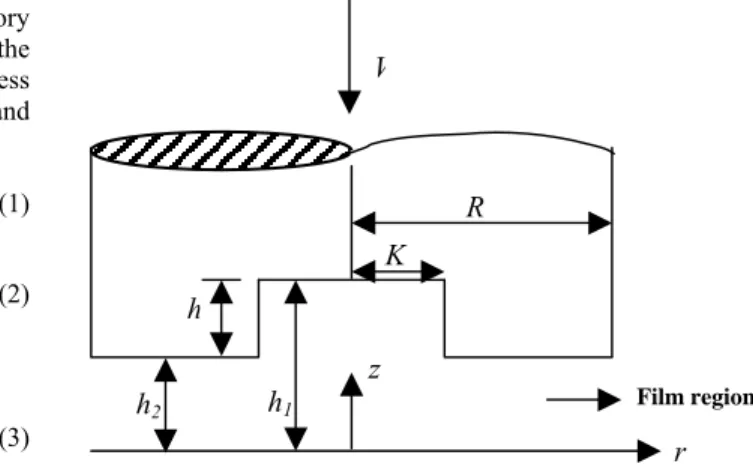 Figure 1. Squeeze film between circular stepped plates. 