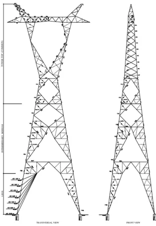 Table 1. Natural frequencies for self-supported, SS, and guyed, SG, tower  models, Hz