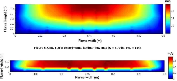 Figure 6. CMC 5.26% experimental laminar flow map (Q = 6.79 l/s, Re H  = 164). 