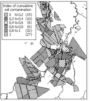 Figure 4: Thematic map describing index of cumulative soil contamination