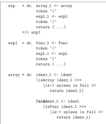 Figure 16: Strict parsing and the use of context sensitive conditions for parsing control