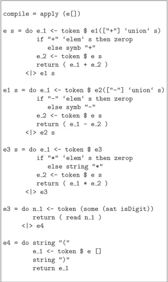 Figure 19: Program for expression grammar with right associative binary infix operatorsx