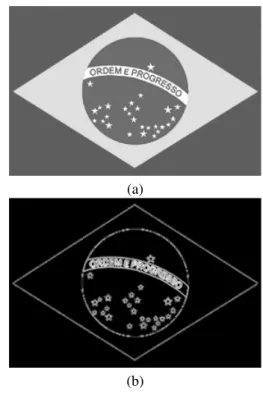 Figure 1 (b) shows the result of the weighted gradient applied to Fig. 1 (a). The weights assigned to the hue, saturation and intensity gradients are, respectively, a = 0.1055, b = 0.1016 and c = 0.1133.