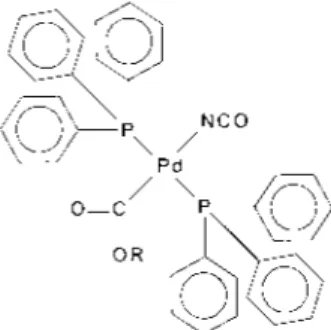 Figura  2.  Estrutura  proposta  para  o  complexo [Pd(NCO)(CO 2 R)(PPh 3 ) 2 ] (R = Me ou Et).