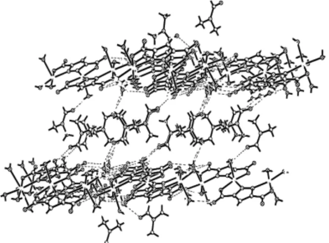 Figure 4. Stereoview of the 3-D sandwich structure of 1 constructed by hydrogen bonds.