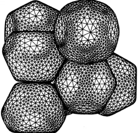 Figure 5 – Microstructure of a dense emulsion resulting from expansion of the dis- dis-persed-phase with α = 0.5 (rate of expansion), φ = 0.95 and λ = 1.0